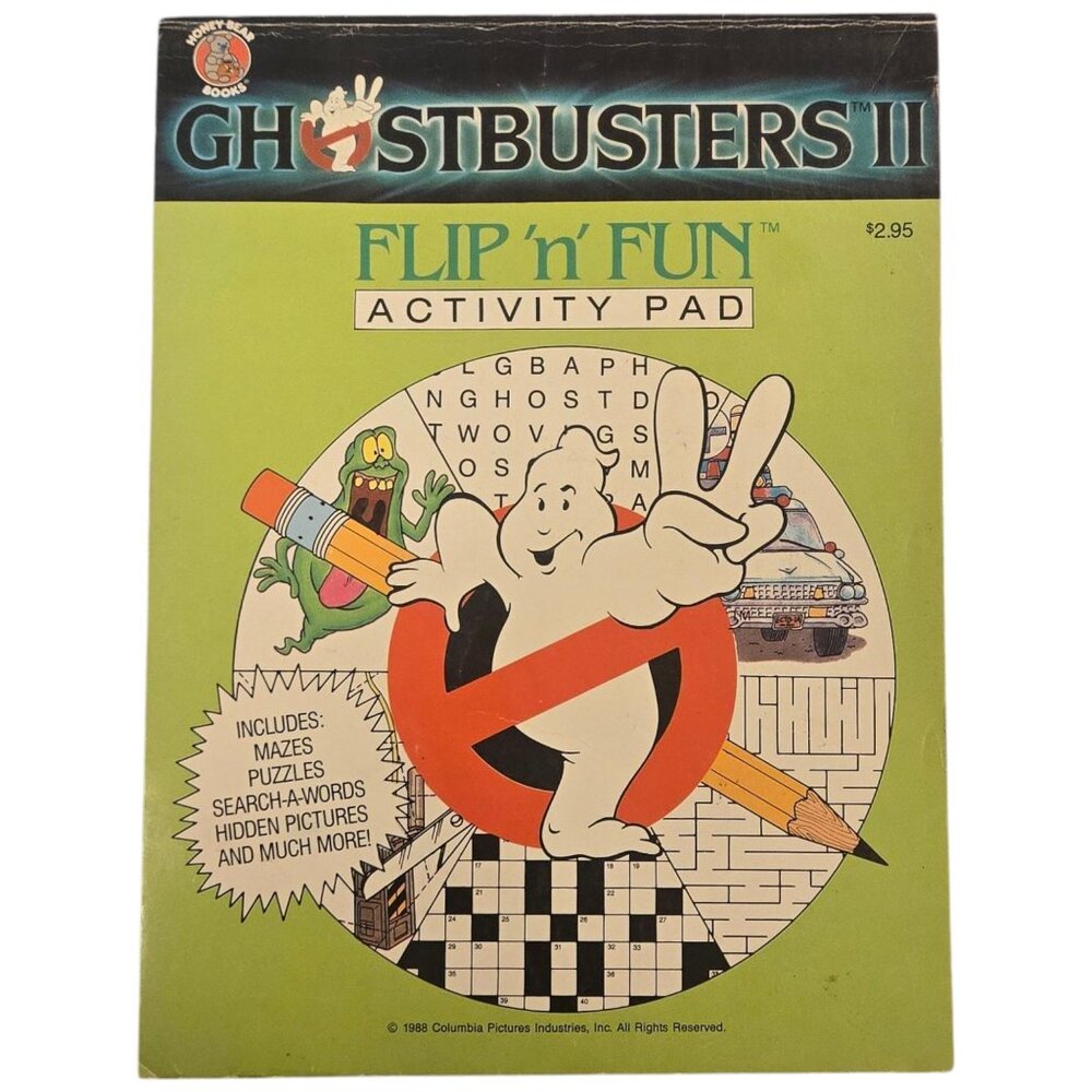 Ghostbusters II Flip N Fun Activity Pad Mazes Puzzles 1988 Kids Book Vintage